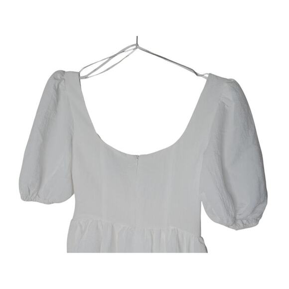 New Lulus Little Bit In Love White Surplice Puff Sleeve Mini Dress SZ S - Picture 9 of 14